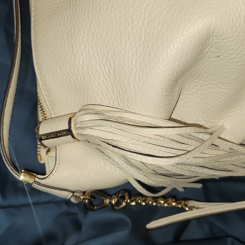 Authentic w/coa Michael Kors white leather Bedford satchel purse bag - Picture 3 of 12